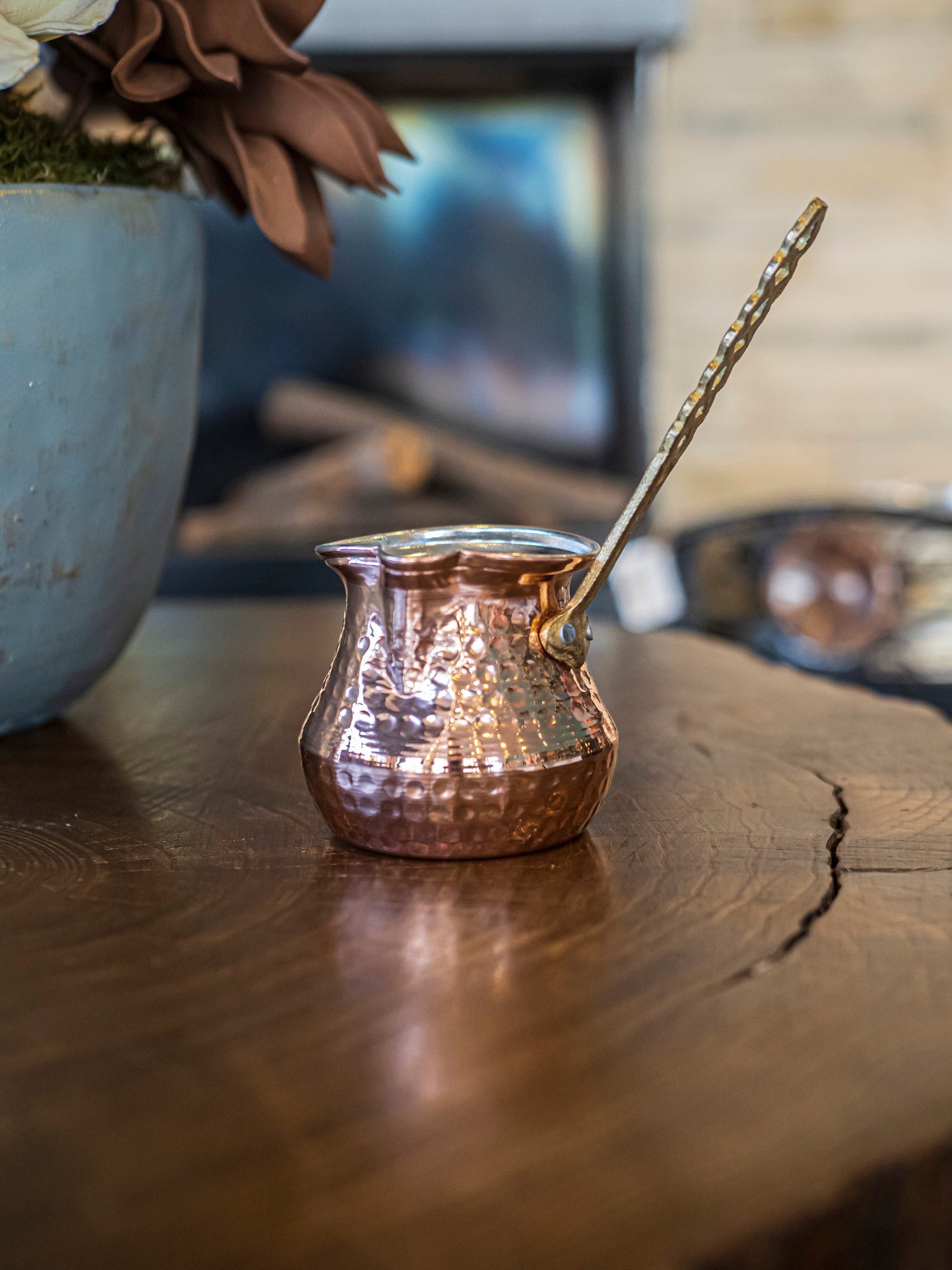Türkische Kaffeekanne für 3 Personen, Kupferkaffeekanne, Handgemachte Kaffeekanne, Türkischer Kaffee, Vintage Türkischen Kaffeekanne
