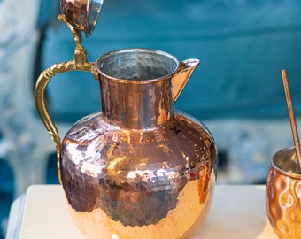 Copper Pitcher, Pure Hammered Copper Pitcher, Handmade Copper Pot