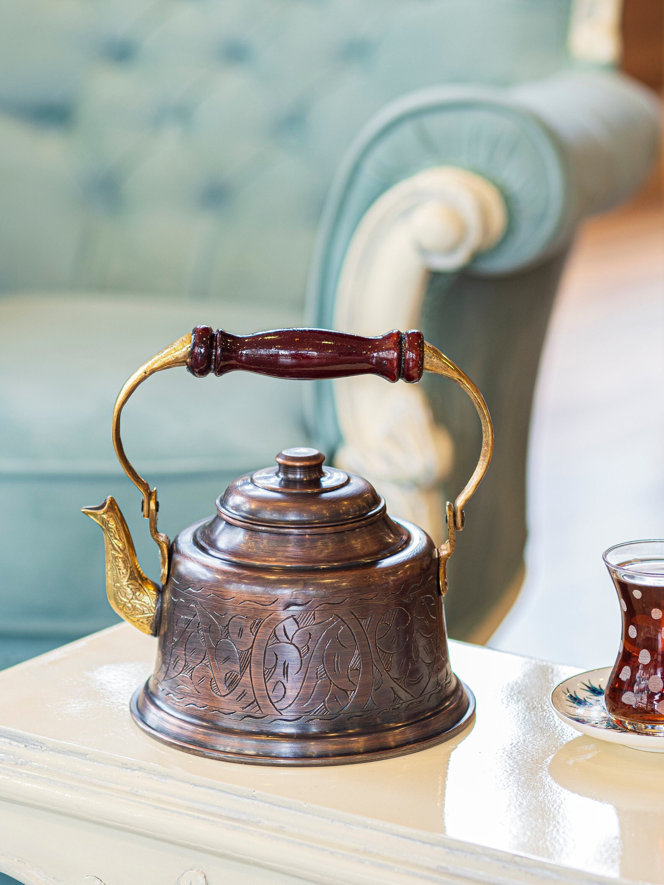 Copper Tea Infuser, Tea Ball Infuser Strainer Scoop Pure Copper Reusable  Loose Leaf Teapot Filter for Home Office, Vintage Gold