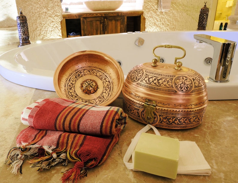 Turkish Bath Set Copper Hamam Set Bath Set Traditional Etsy