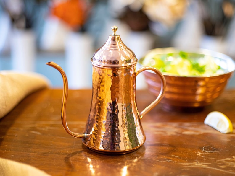 Hammered Copper Oil Bottle, Pure Copper Oil Cruet, Handmade Copper Oil Dispenser image 1