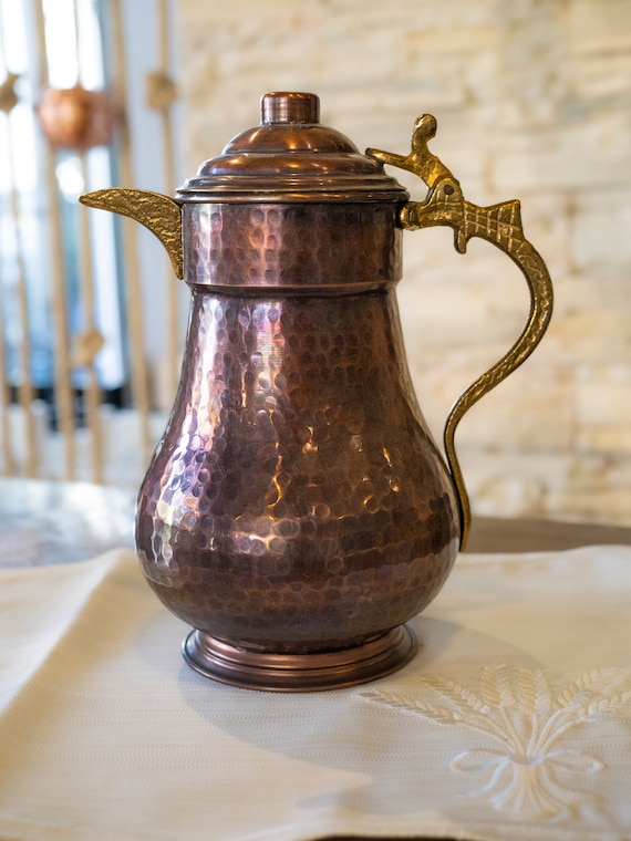 Handmade Hammered Copper Pitcher 2 Liters, Vintage Copper Pitcher