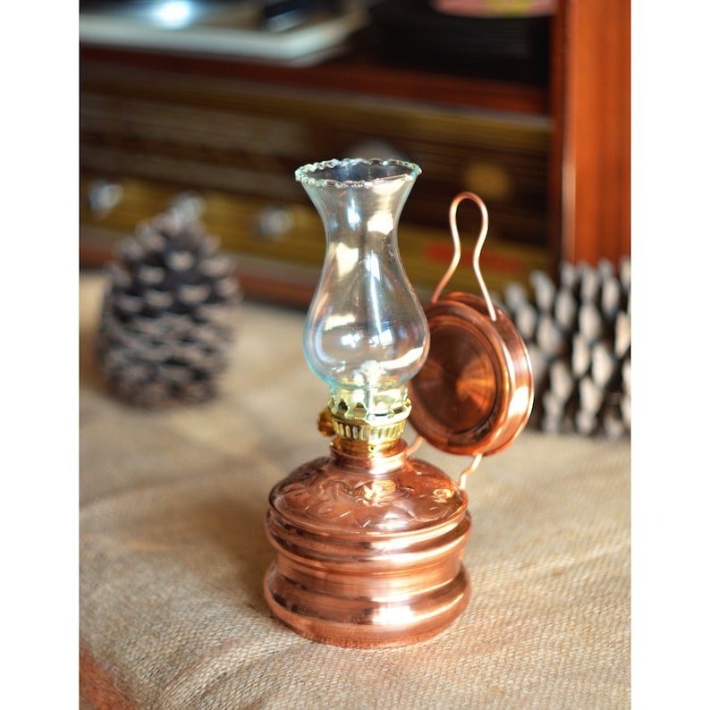 Copper Oil Lamp, Vintage Oil Lamp, Decorative Copper Oil Lamp