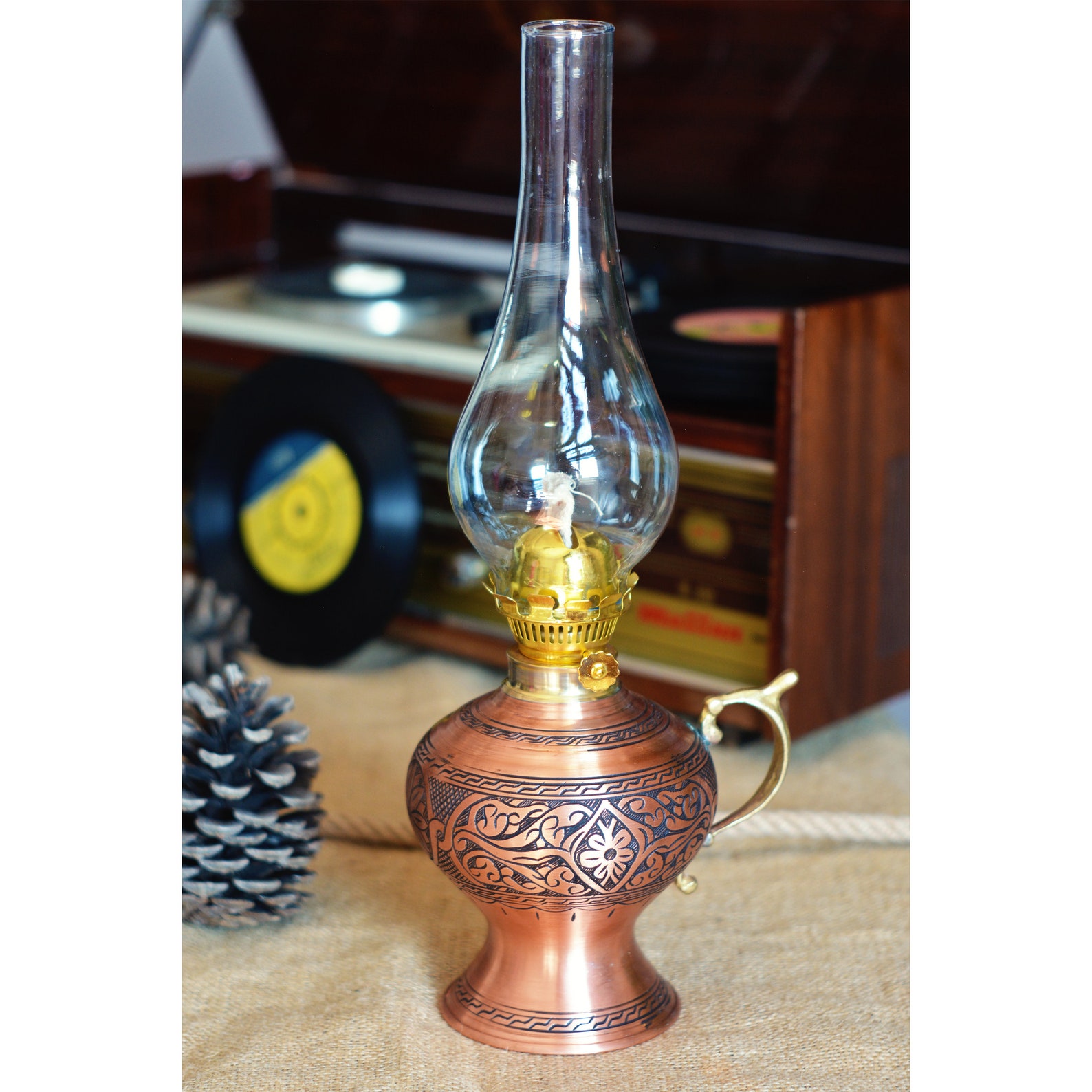 Copper Oil Lamp Vintage Oil Lamp Decorative Copper Oil Lamp Etsy