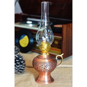 Copper Oil Lamp, Vintage Oil Lamp, Decorative Copper Oil Lamp, Copper Oil Lantern