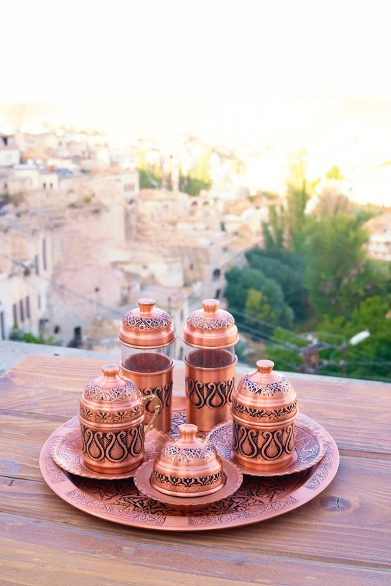 コーヒー FURKANZADE Turkish Coffee Set Turkish Coffee Set, Copper Coffee Set, Handmade Vintage Turkish