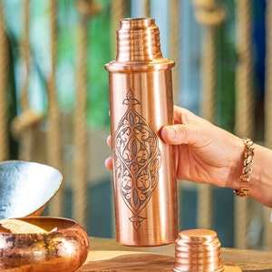 Handmade Copper Water Bottle, Engraved Copper Water Bottle, Waterproof Water Bottle, Copper Gift image 2