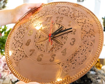 Copper Clock / Elegant Handcrafted Copper Clock / Artistry in Time Authentic Copper Timepiece / engraved clock