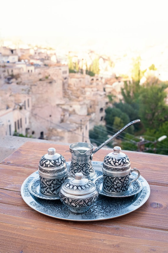 Copper Turkish Coffee Set, Copper Coffee Set, Handmade Vintage