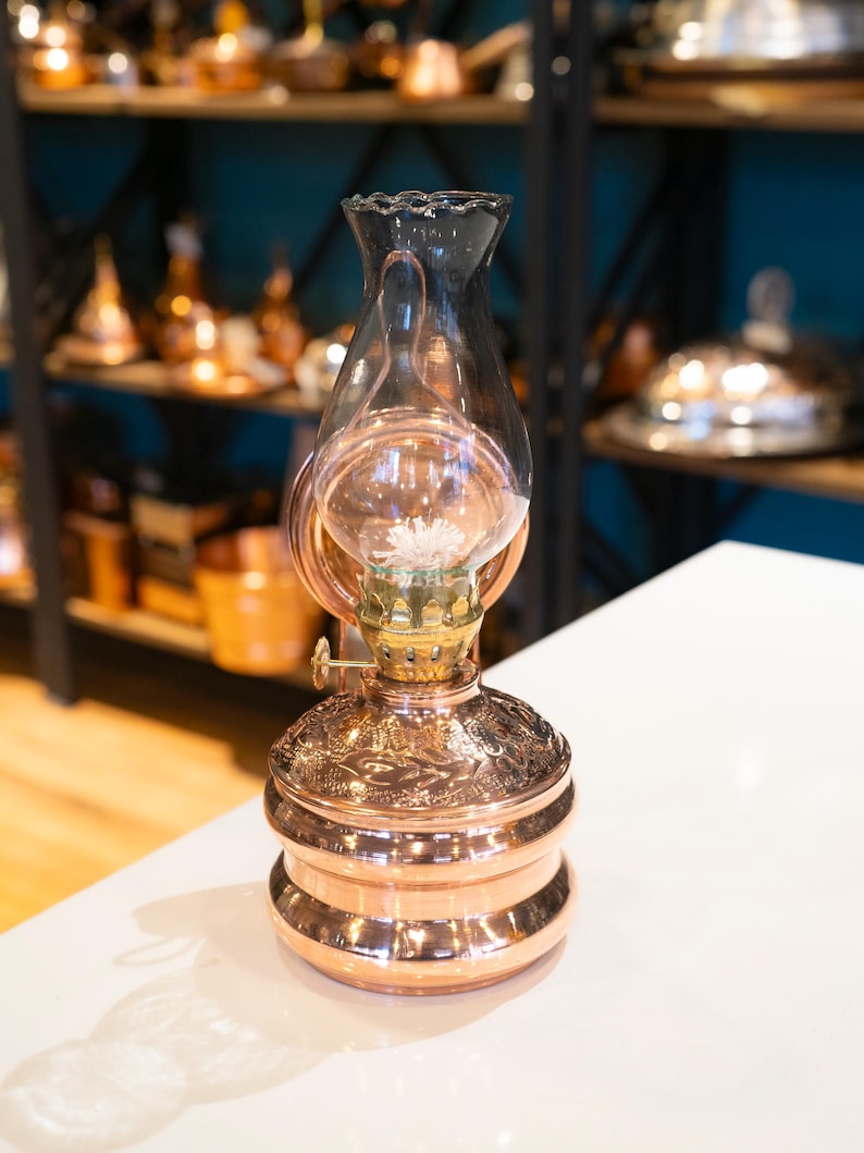 Copper Oil Lamp, Vintage Oil Lamp, Decorative Copper Oil Lamp