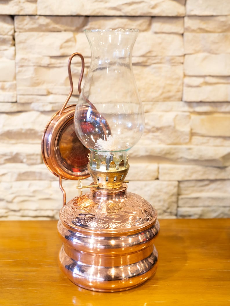 Copper Oil Lamp, Vintage Oil Lamp, Decorative Copper Oil Lamp