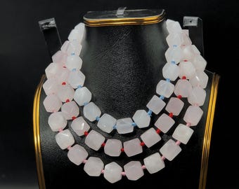 Pink Mangano Calcite Bead Necklace – Healing Crystal Gemstone