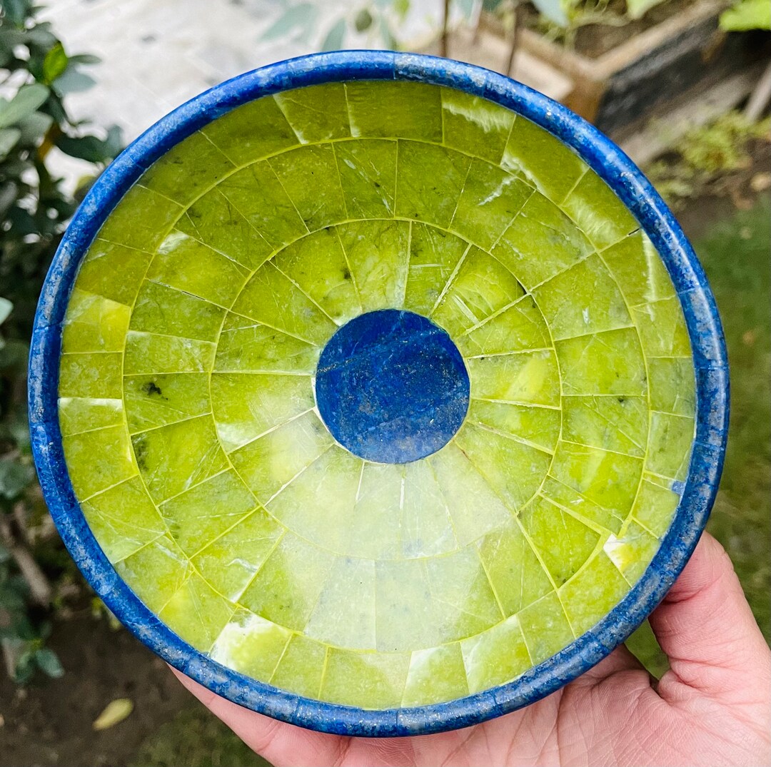 Serpentine and Lapis Lazuli Bowl Stone Bowls Handmade Etsy