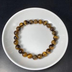 Pulsera de ojo de tigre -Pulsera de cuentas de cristales,Pulsera elástica hecha a mano para hombres y mujeres,Pulsera de cristal curativo,Pulsera de piedras preciosas,Regalo para ella