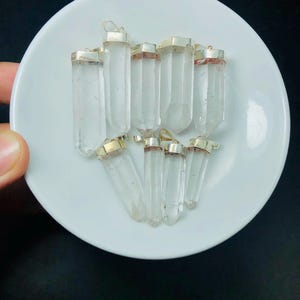 Natural clear quartz Pendant-clear quartz-quartz clear-Silver Crystal jewellery-Healing Crystal-gemstone pendant-sterling silver jewellery
