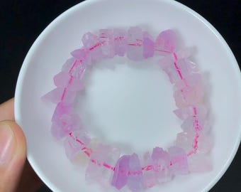 Handgemachtes natürliches rosa Kunzit-Kristallarmband - Heilstein
