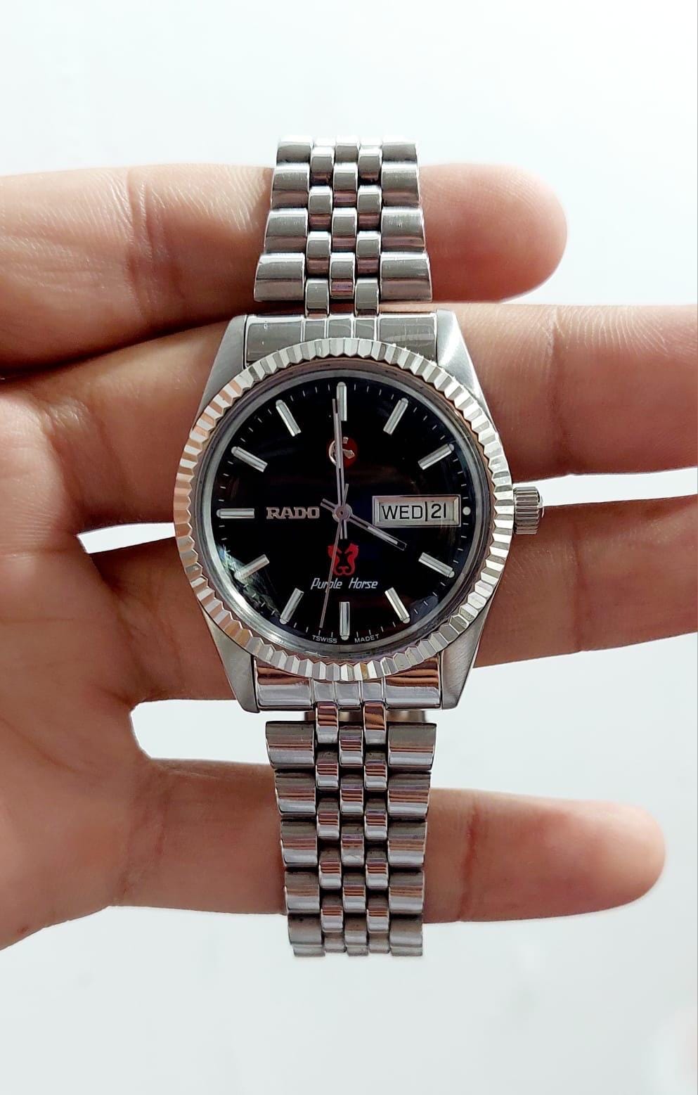 Vintage Rado-rado Watch-purple Horse-black Dail-automatic 25