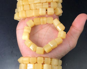 Pulsera artesanal de calcita naranja, cuentas de piedras preciosas de cristal natural