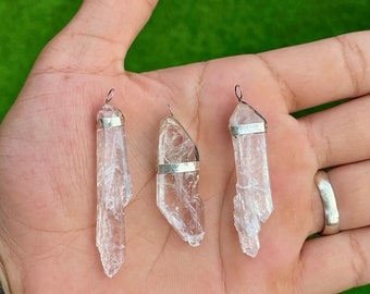 Faden Quartz Crystal Pendant - Unique Texture Healing Gemstone