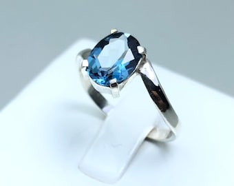 Solid Silver925 Topaz Ring- Swiss Topaz Ring For gift for her-Promise Ring-Gemstone Ring-Natural Topaz Ring Ladies Ring