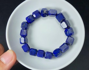 Pulsera de lapislázuli hecha a mano: Gema azul intenso con pirita dorada