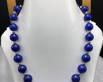 Handmade Lapis Lazuli Necklace – 12mm Gemstone Crystal, 45cm