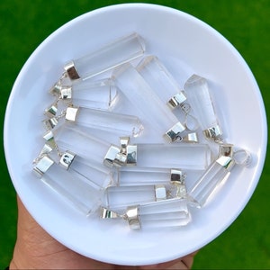 Natural clear quartz Pendant-clear quartz-quartz clear-Silver Crystal jewellery-Healing Crystal-gemstone pendant-sterling silver jewellery