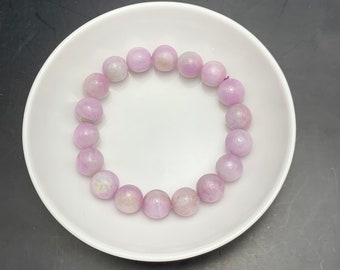 Handgemachtes Rosa Kunzit Perlenarmband - Natürlicher Edelstein, Heilender Kristall (10 mm)