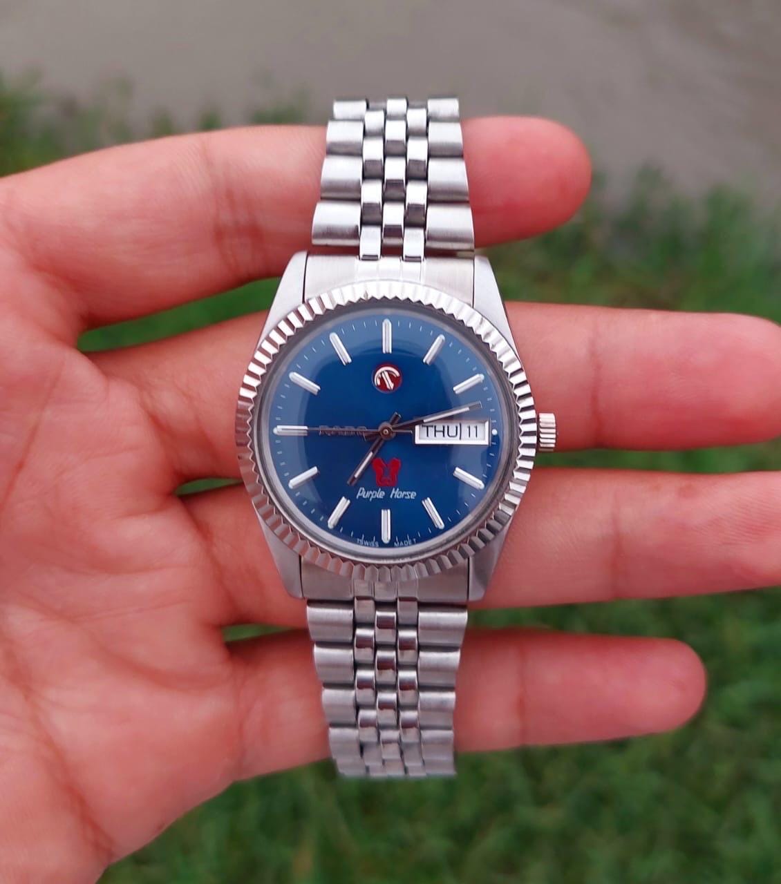 Vintage Rado-rado Watch-purple Horse-blue Dail-automatic 25 Jewels