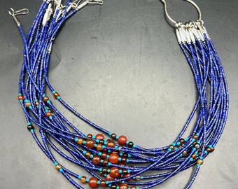 Handmade Lapis Lazuli Beaded Necklace - Healing Crystal Gemstone