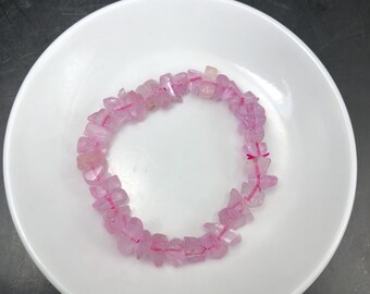 Handgemachtes natürliches Kunzit Edelstein Armband - Rosa Kristallheilung