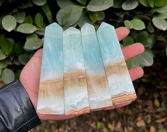 Torre de Calcita del Caribe – Obelisco de Cristal Auténtico, Regalo de Piedra Preciosa