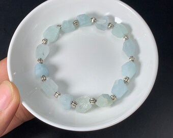 Super pretty aquamarine bracelet-aquamarine faceted bracelet-mens women stretchy bracelet-stone bracelet-bracelet gift for her-handmadejewel
