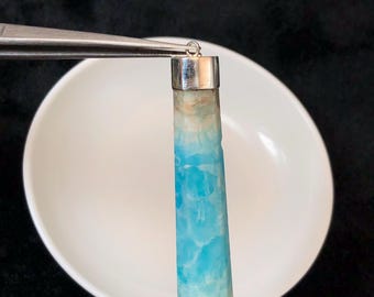 Ciondolo a punta in calcite caraibica in argento sterling – Gioielli in cristallo
