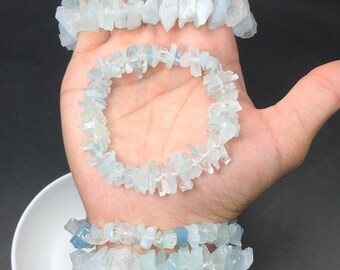 Super pretty Natural aquamarine bracelet-aquamarine rough bracelet-mens women stretchy bracelet-stone bracelet-gemstone bracelet