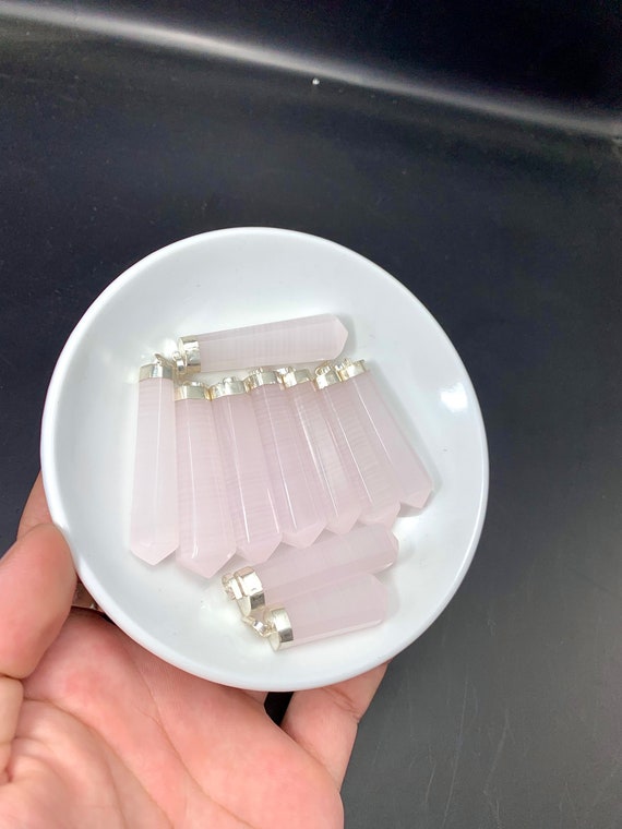 Pink Calcite Point Pendant – 925 Sterling Silver Necklace
