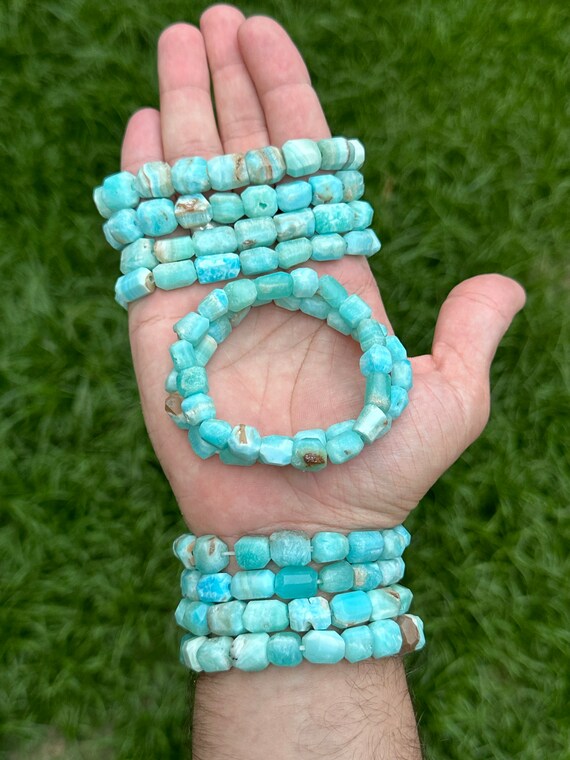 Aragonite bracelet -Crystals faceted Beads Bracelet,Handmade Men Women  Stretchy Bracelet,Healing Crystal Bracelet,Gemstone Bracelet - Main Image