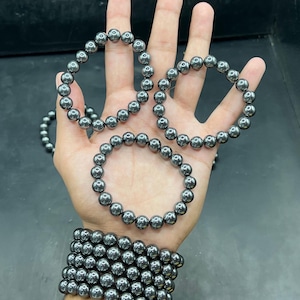 premium quality hematite bracelet-hematite bracelet-hematite stone -gemstone bracelet-stone bracelet-stretchy bracelet-gift for her