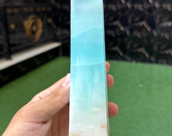 AAA Caribbean Calcite Tower – Aqua Crystal Healing Stone-Caribbean tower