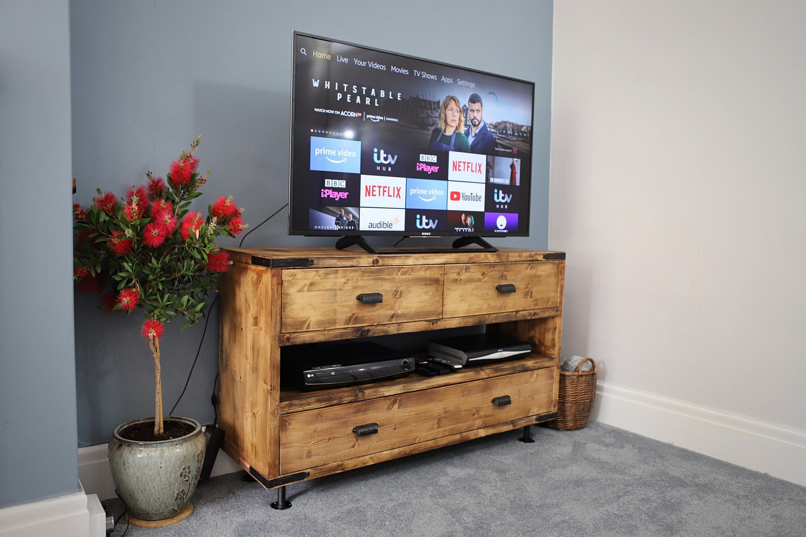 Bespoke Wooden Industrial TV With Soft Close Drawers. Etsy