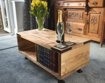 Bespoke Wooden Industrial Coffee Table with Storage