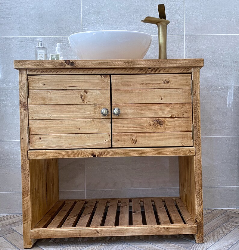Rustic Bathroom Vanity Custom Wooden Vanity Bathroom - Etsy UK