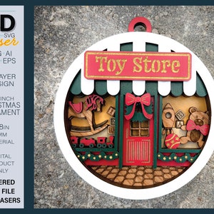 TOY STORE ORNAMENT Laser-Datei - Geschichtete Weihnachtsverzierung Laser-Datei