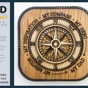 Compass Shelf sitter laser SVG - Arquivo do Dia dos Pais para lasers