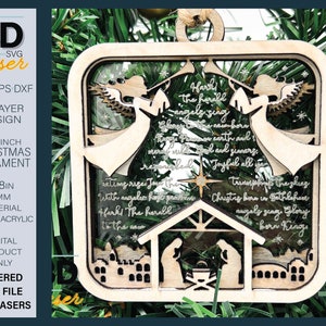 Hark the Herald Angel Sing ORNAMENT LASER File - Layered Christmas Ornament Laser File