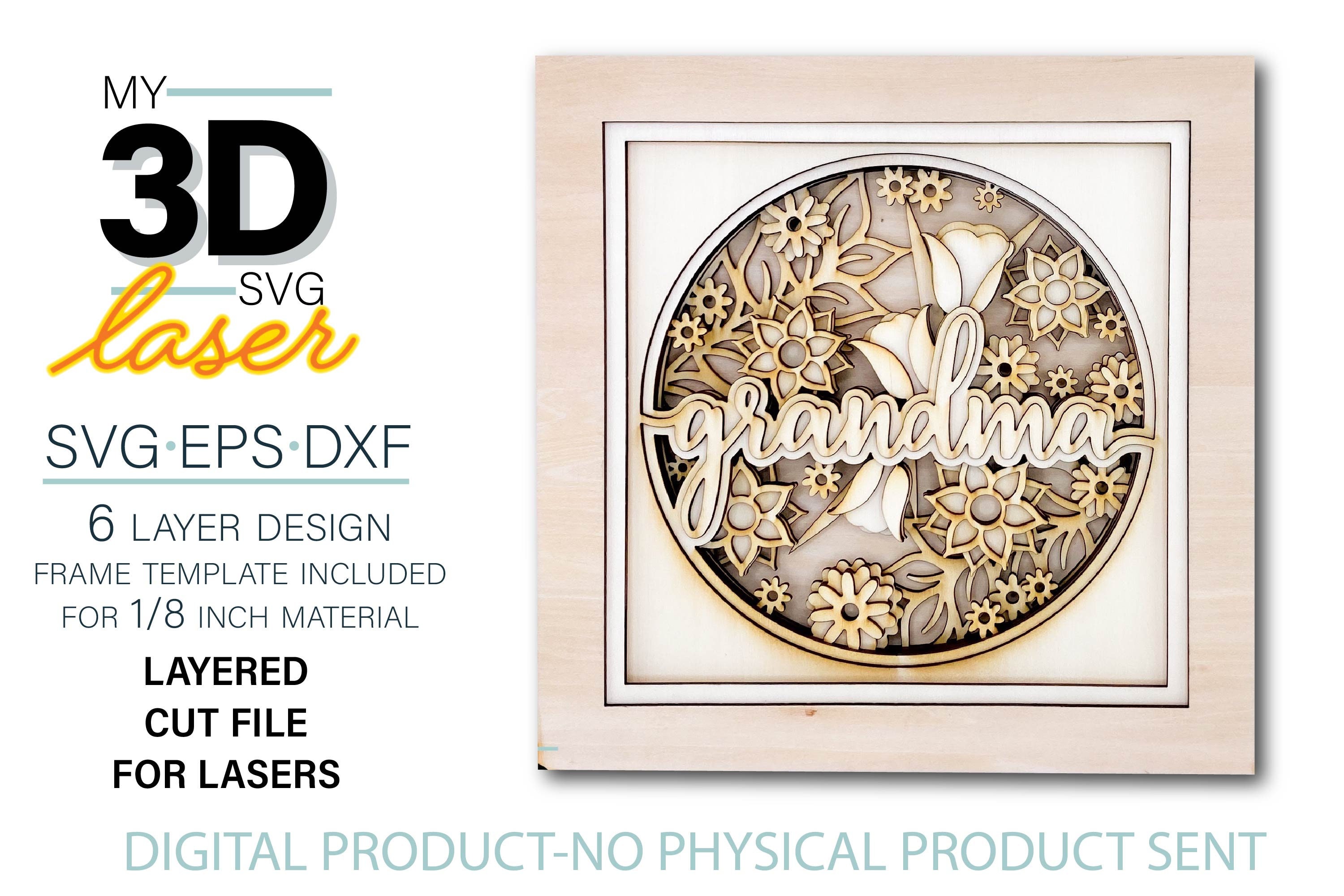 3D GRANDMA Shadow Box Laser SVG Mother's Day Laser File Etsy