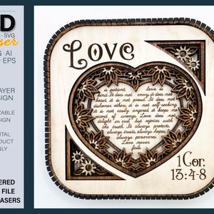 3D LOVE é PACIENTE Shelf sitter laser SVG - arquivo laser