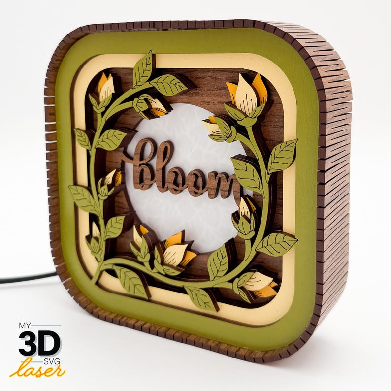 BLOOM Lighted Layered Shelf Sitter Laser File | LED Light Box Design ...