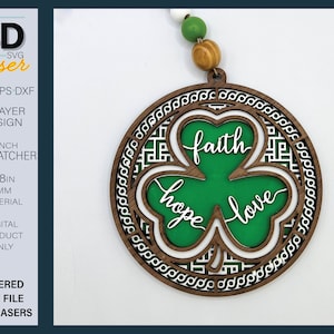 SHAMROCK SUNCATCHER LASER File -St. Patrick&#39;s Day Layered laser file
