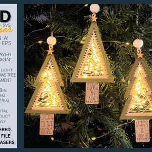 String Light TREE ONAMENTS Laser File - Layered Christmas Ornament laser file